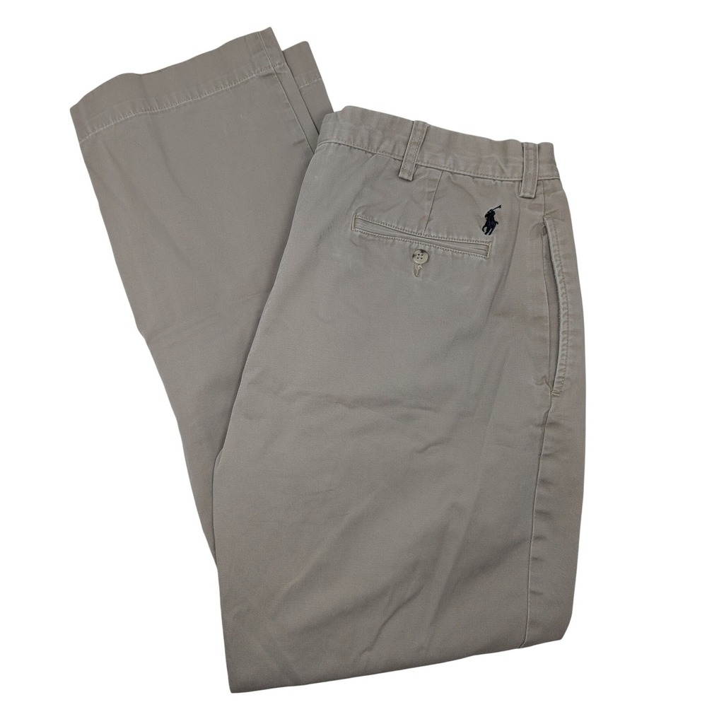 Polo Ralph Lauren Ethan‎ Pant Mens 38x34 Khaki Tan Pleated Cotton Chino Trousers
